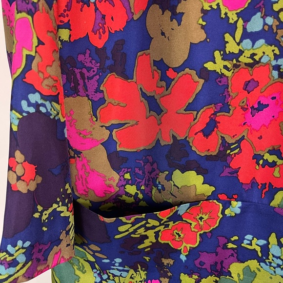 J.Crew 100% Silk Floral Shift Dress Size 10 Bold Retro Whimsy Mod Mini Lined - Picture 3 of 7